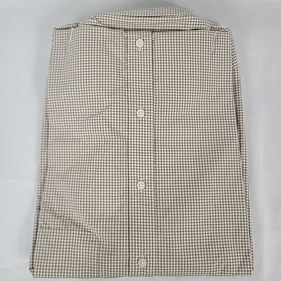 NWT UNIQLO Men's Broadcloth Long Sleeve Checkered Beige White Sz L - Picture 4 of 4